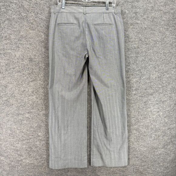 Express Dress Pants Women 10 Gray Striped Mid Rise Straight Flat Front Editor - Picture 2 of 8